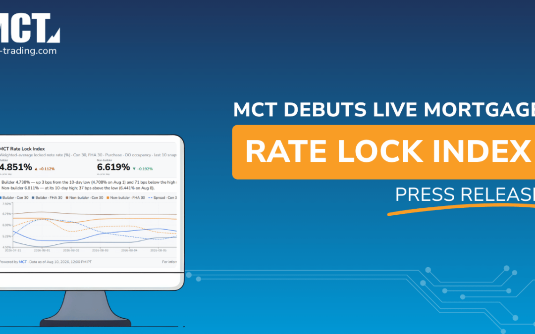 MCT Launches Live Mortgage Rate Lock Index, Revealing a 1.79% Rate Gap Between Builder-Financed and Everyone-Else Home Buyers